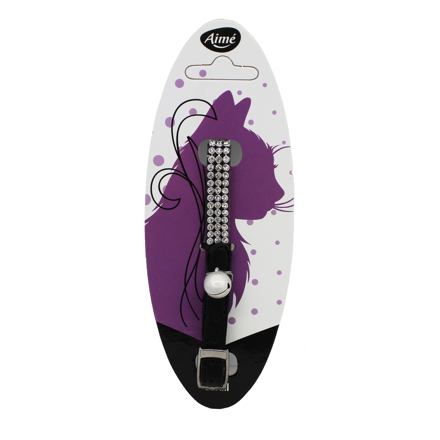 KATTHALSBAND SVART MED STRASS AIMÉ 20-32 cm