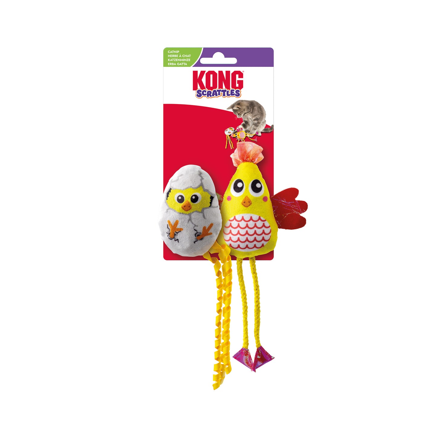 KATTLEKSAK SCRATTLES CHICKEN CATNIP 2-PACK KONG 8,2x3,2cm