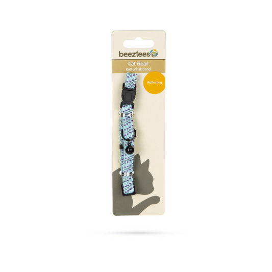KATTHALSBAND ELASTISK REFLEX LJUSBLÅTT BEEZTEES 10mm/33cm