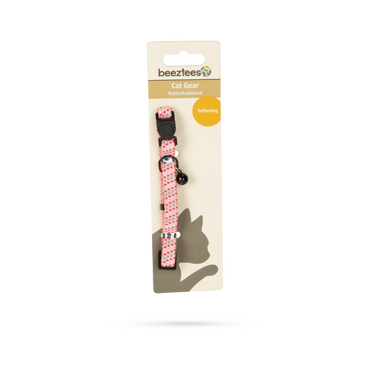 KATTHALSBAND ELASTISK REFLEX ROSA BEEZTEES 10mm/33cm
