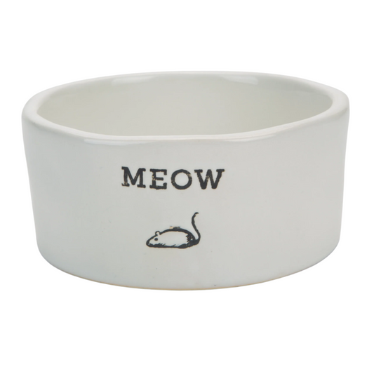 KERAMIKSKÅL VIT MEOW D=11,5cm
