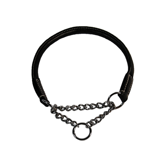Hundhalsband, halvstryp, svart,
