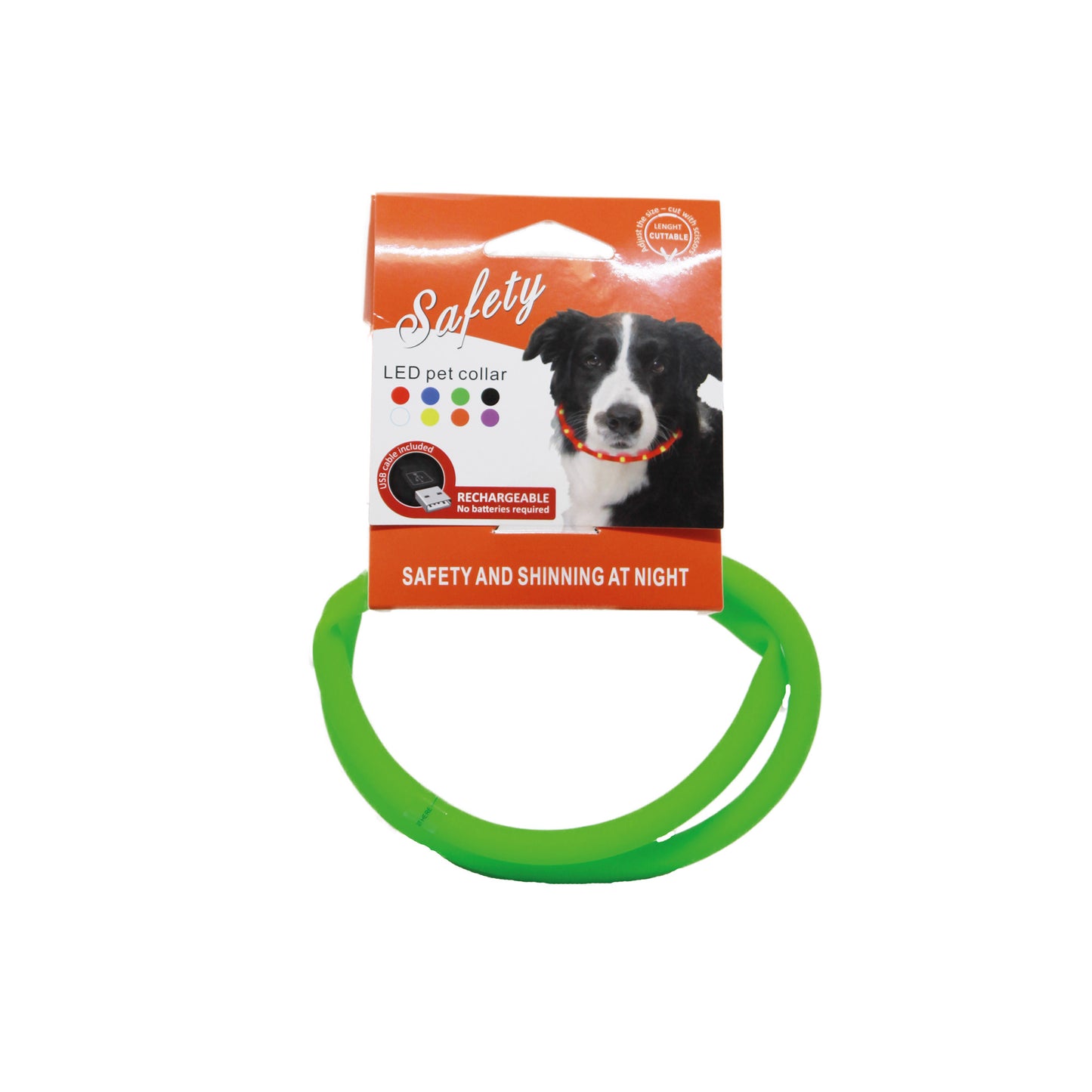 FLASH HALSBAND MED USB KABEL GRÖN